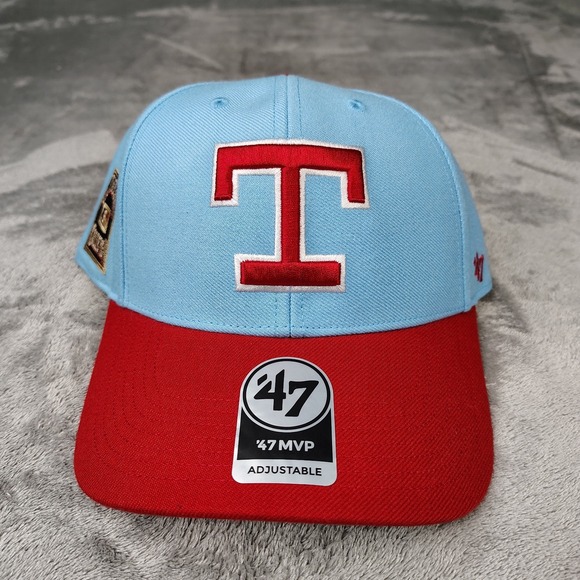 '47 Brand Texas Rangers Cooperstown Blue Red‎ One Size Snapback Baseball Cap Hat - Picture 2 of 8